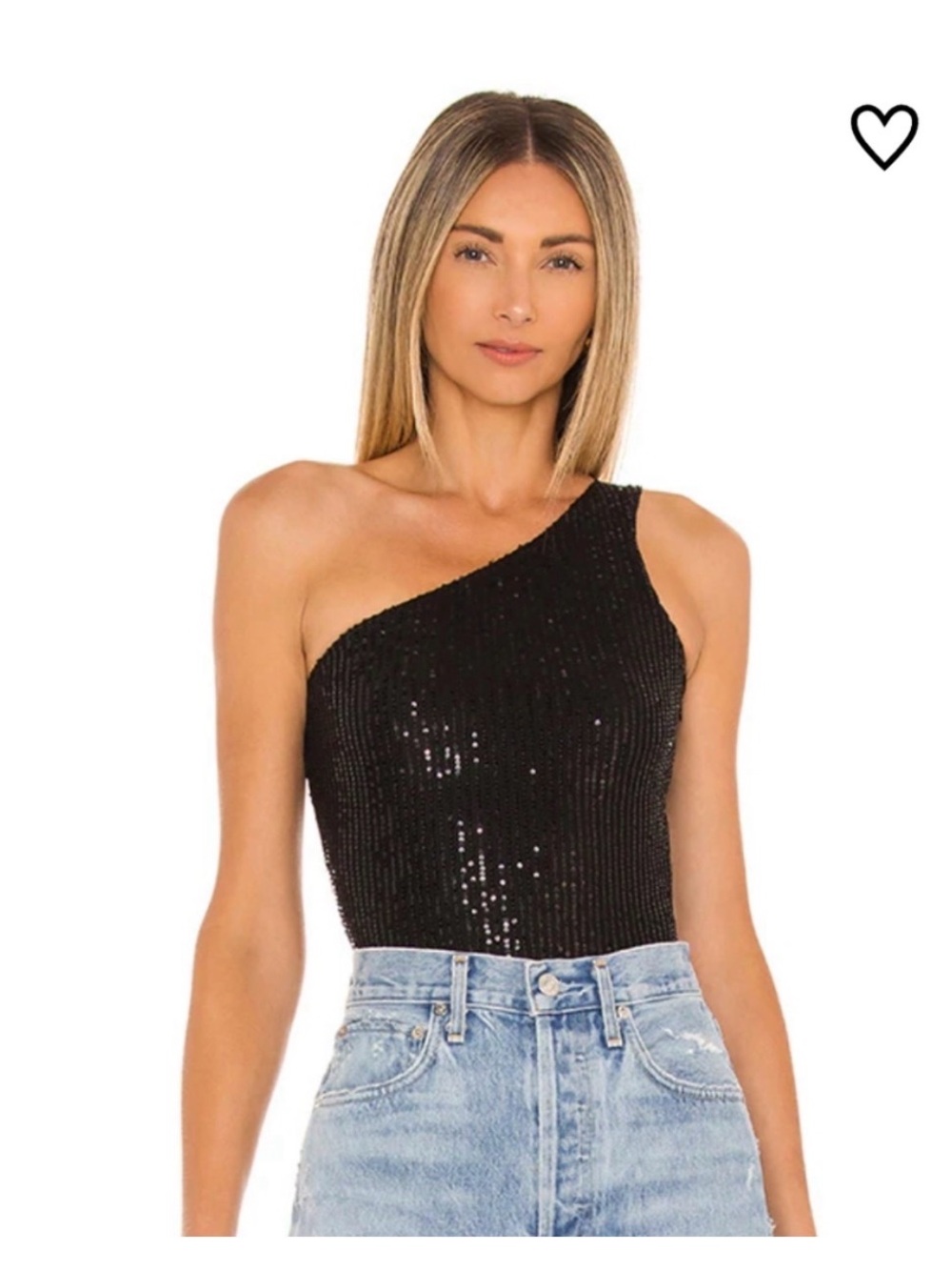 🖤 Superdown Remi one-shoulder sequined bodysuit